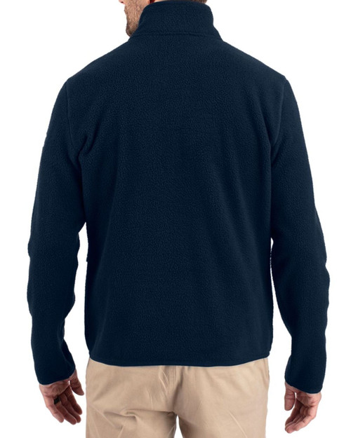 Men's New York Yankees Cutter & Buck Navy Blue Cascade Epic Comfort Sherpa Fleece Quarter Zip Jacket