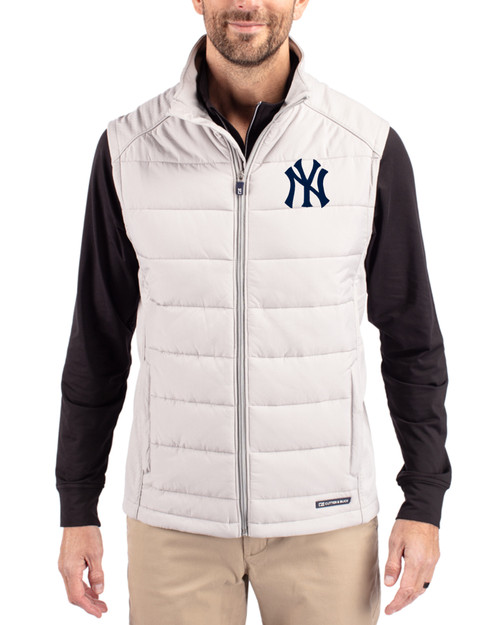 Men's New York Yankees Cutter & Buck Concrete Evoke Epic Versatility Hybrid Softshell Full Zip Vest