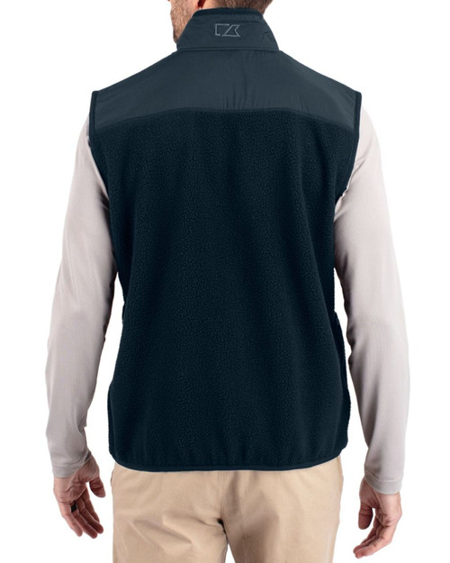 Men's New York Yankees Cutter & Buck Navy Blue Cascade Epic Comfort Sherpa Fleece Full Zip Vest