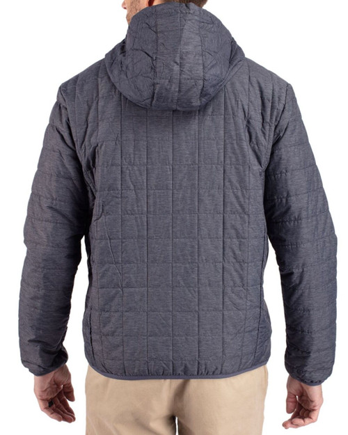 Men's New York Yankees Cutter & Buck Anthracite Melange Rainier Insulated Puffer Full Zip Hooded Jacket Jacket