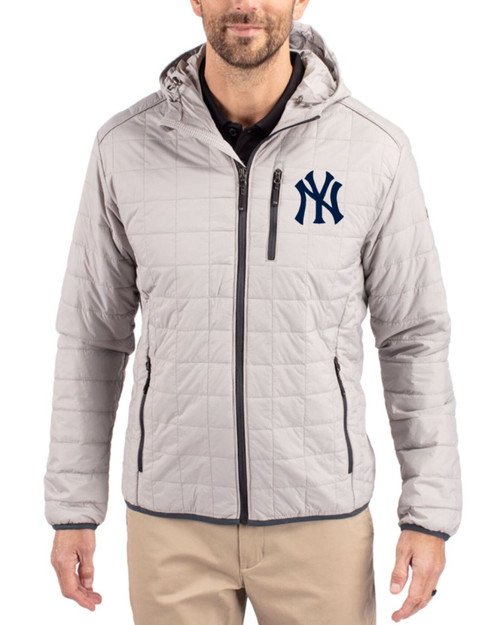 Men's New York Yankees Cutter & Buck Polished Rainier Insulated Puffer Full Zip Hooded Jacket Jacket