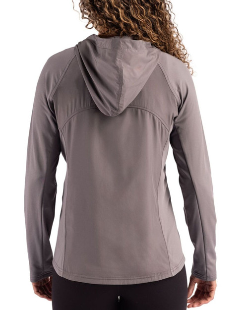 Women's New York Yankees Cutter & Buck Elemental Grey Adapt Soft Knit Stretch Hybrid Full Zip Jacket