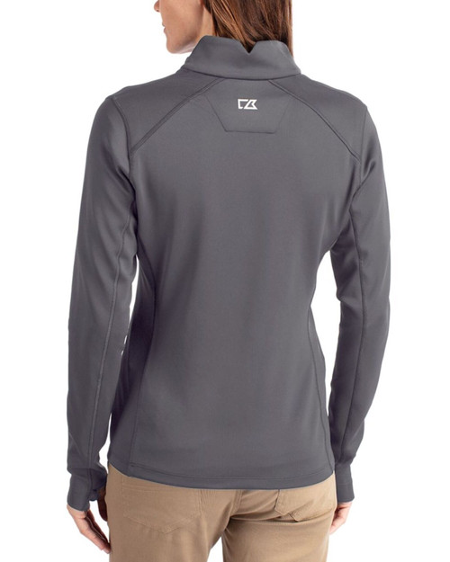 Women's New York Yankees Cutter & Buck Elemental Grey Traverse Stretch Quarter Zip
