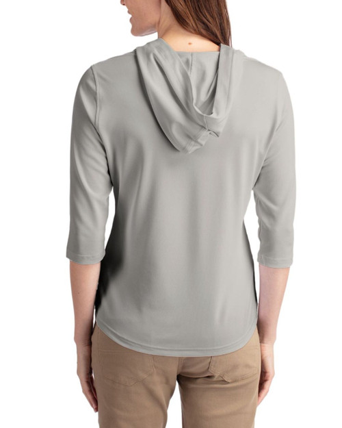 Women's New York Yankees Cutter & Buck Polished Virtue Featherlight Pique Half Zip Hooded Pullover