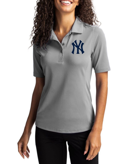 Women's New York Yankees Cutter & Buck Polished Virtue Featherlight Pique Polo