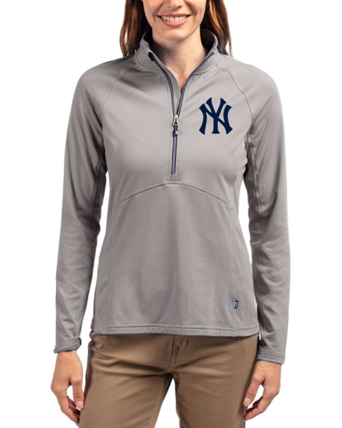 Women's New York Yankees Cutter & Buck Polished Adapt Soft Knit Stretch Half Zip Pullover
