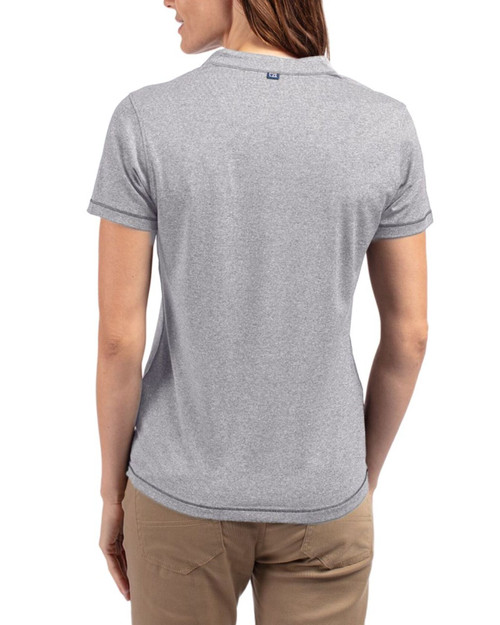 Women's New York Yankees Cutter & Buck Polished Heather Forge Four-Way Stretch Heathered Blade Top