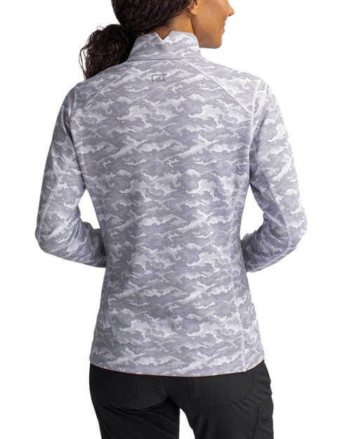Women's New York Yankees Cutter & Buck Charcoal Traverse Stretch Camo Print Quarter Zip
