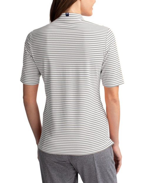 Women's New York Yankees Cutter & Buck Polished Virtue Stripe Featherlight Pique Half Zip
