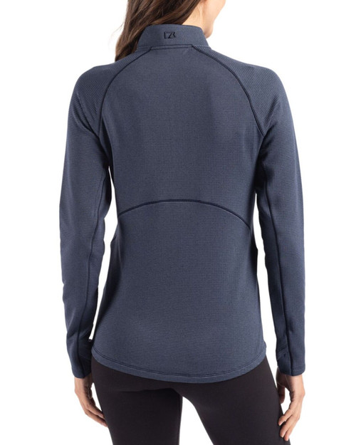 Women's New York Yankees Cutter & Buck Navy Blue Heather Peshastin Epic Versatility Fleece Half Zip