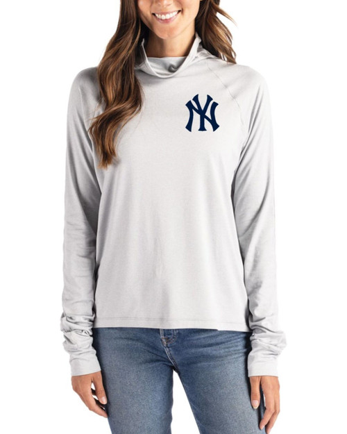 Women's New York Yankees Cutter & Buck Concrete Coastline Double Peached Funnel Neck Pullover