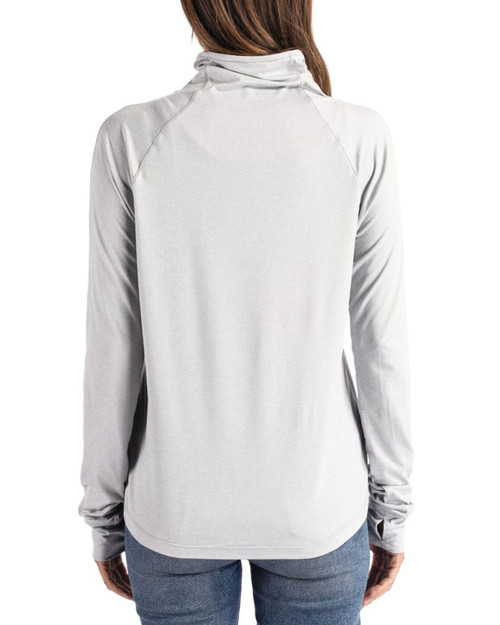 Women's New York Yankees Cutter & Buck Concrete Coastline Double Peached Funnel Neck Pullover