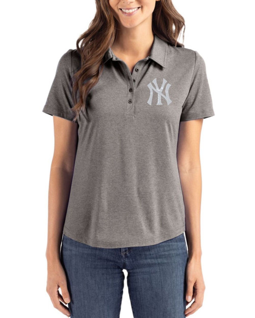 Women's New York Yankees Cutter & Buck Elemental Grey Coastline Double Peached Polo
