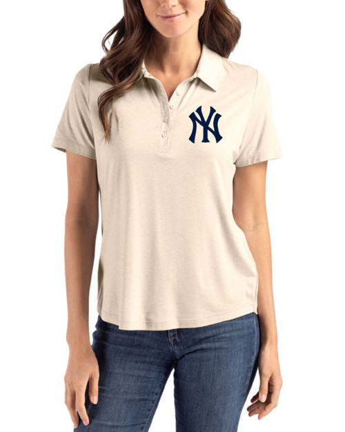 Women's New York Yankees Cutter & Buck Wheat Coastline Double Peached Polo