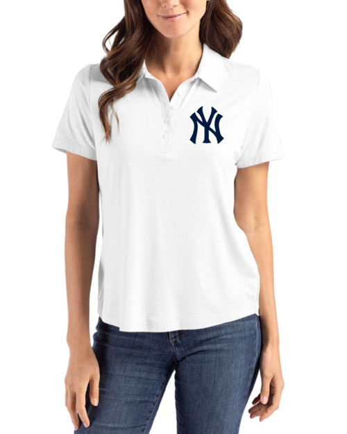 Women's New York Yankees Cutter & Buck White Coastline Double Peached Polo