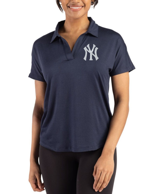 Women's New York Yankees Cutter & Buck Navy Blue Coastline Double Peached Dolman Polo