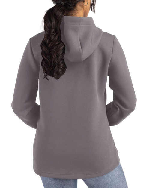 Women's New York Yankees Cutter & Buck Elemental Grey Roam Buttery-Soft Knit Full Zip Hooded Jacket