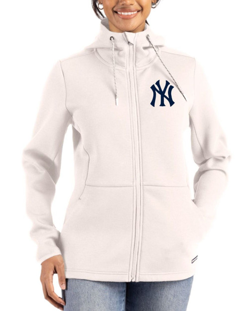 Women's New York Yankees Cutter & Buck Shell Roam Buttery-Soft Knit Full Zip Hooded Jacket