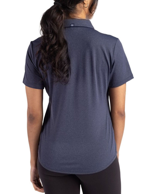 Women's New York Yankees Cutter & Buck Dark Navy Blue Heather Forge Four-Way Stretch Polo