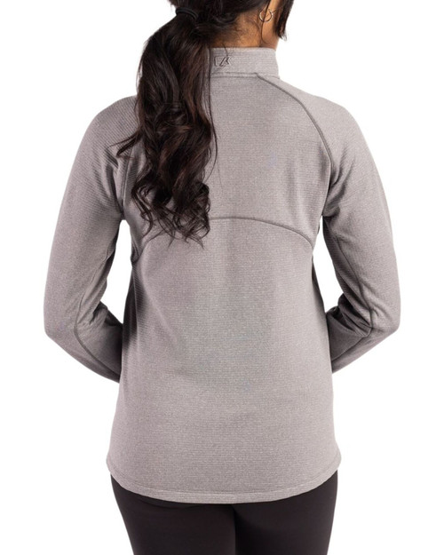 Women's New York Yankees Cutter & Buck Elemental Grey Heather Peshastin Epic Versatility Fleece Full Zip Jacket