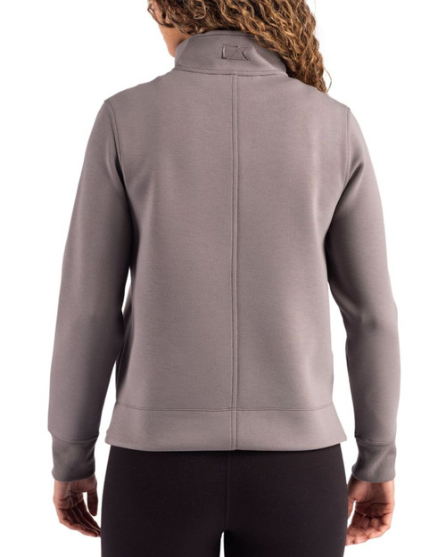 Women's New York Yankees Cutter & Buck Elemental Grey Roam Buttery-Soft Knit Quarter Zip Pullover