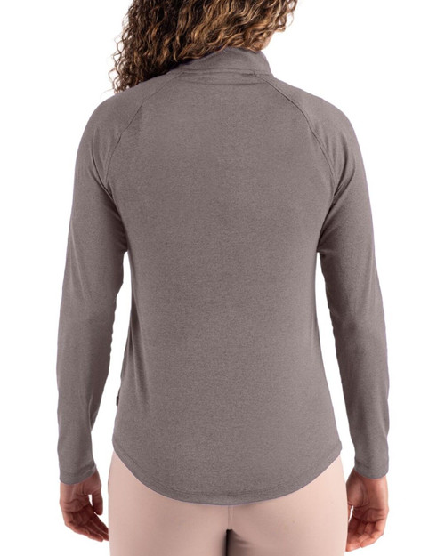 Women's New York Yankees Cutter & Buck Elemental Grey Coastline Double Peached Quarter Zip Pullover