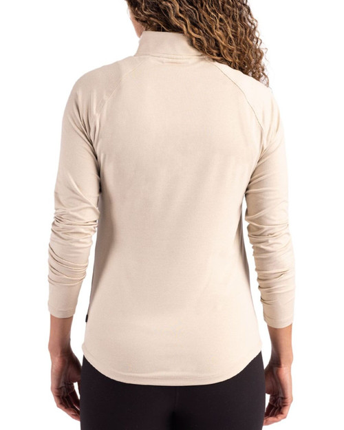 Women's New York Yankees Cutter & Buck Wheat Coastline Double Peached Quarter Zip Pullover