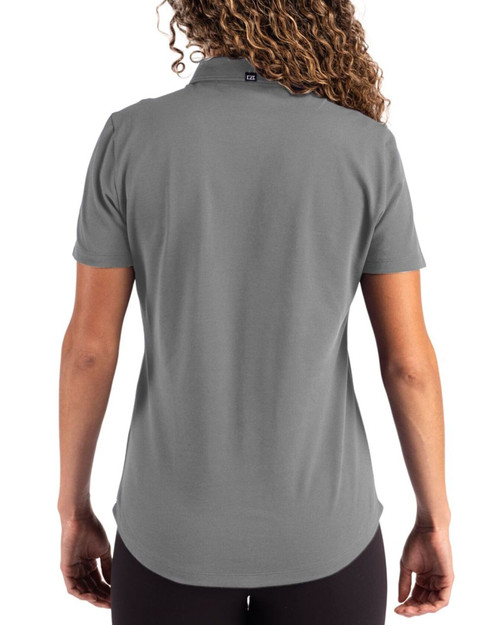 Women's New York Yankees Cutter & Buck Elemental Grey Advantage Refresh Epic Confidence Tri-Blend Pique Polo