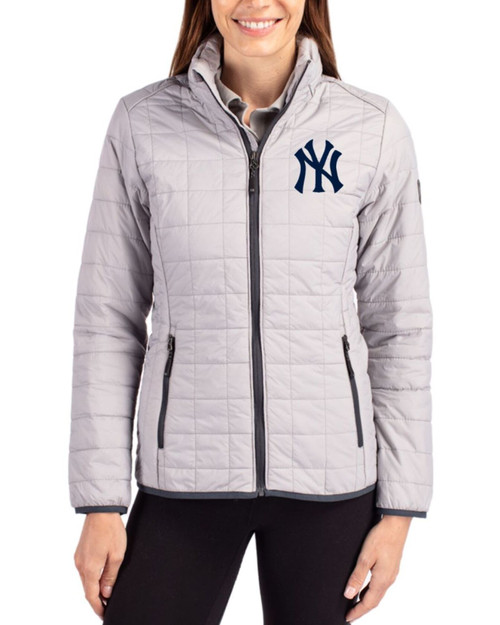 Women's New York Yankees Cutter & Buck Polished Rainier Insulated Puffer Full Zip Jacket