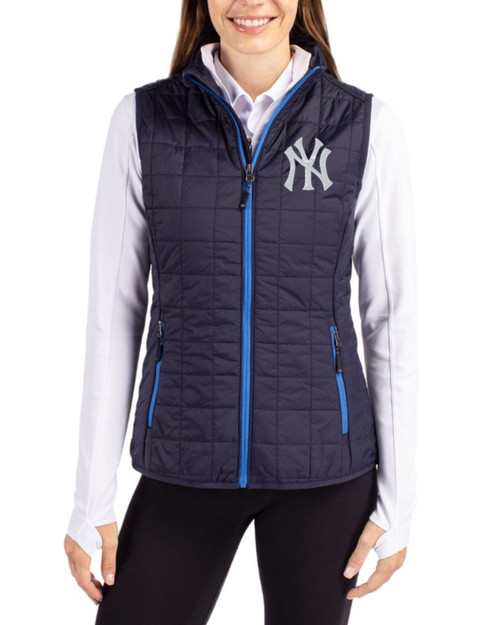Women's New York Yankees Cutter & Buck Dark Navy Rainier Insulated Puffer Full Zip Vest