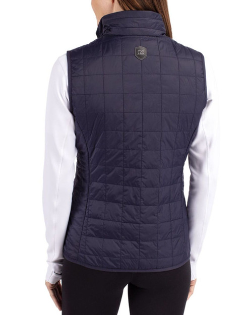 Women's New York Yankees Cutter & Buck Dark Navy Rainier Insulated Puffer Full Zip Vest
