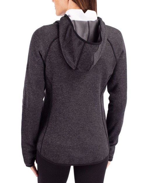 Women's New York Yankees Cutter & Buck Charcoal Heather Mainsail Sweater-Knit Full Zip Hooded Jacket