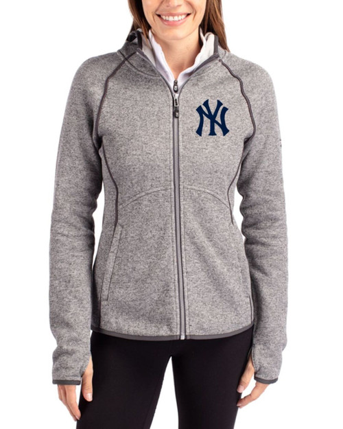 Women's New York Yankees Cutter & Buck Polished Heather Mainsail Sweater-Knit Full Zip Hooded Jacket