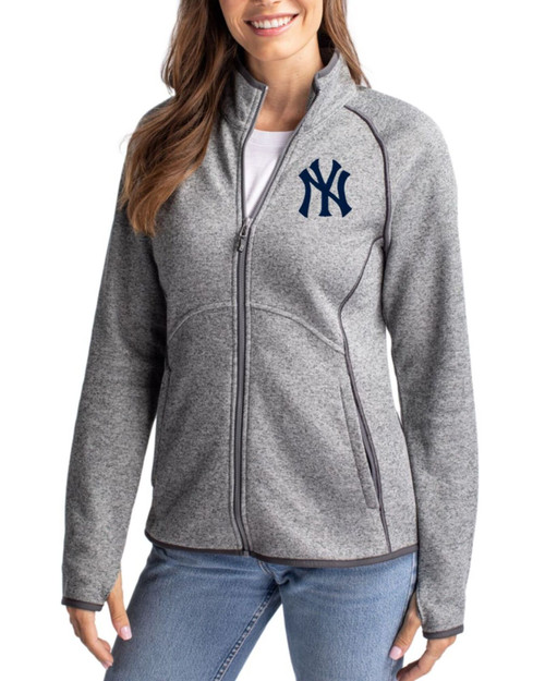 Women's New York Yankees Cutter & Buck Polished Heather Mainsail Sweater-Knit Full Zip Jacket