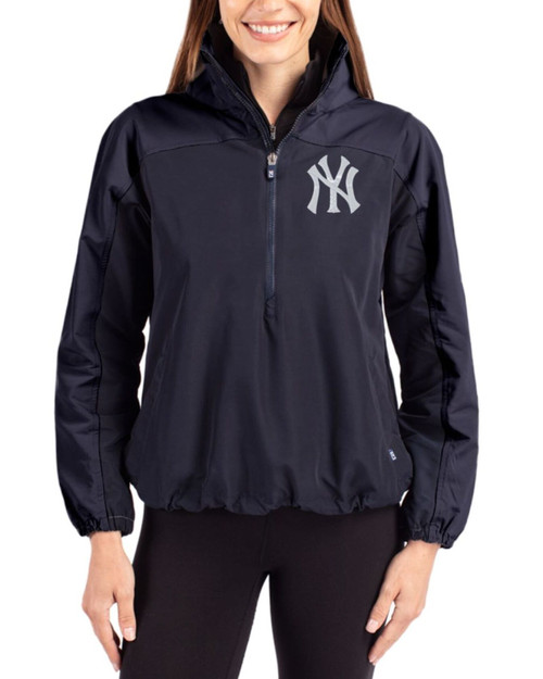 Women's New York Yankees Cutter & Buck Navy Blue Charter Epic Versatility Half Zip Anorak Jacket
