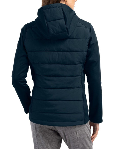 Women's New York Yankees Cutter & Buck Navy Blue Evoke Epic Versatility Hybrid Softshell Full Zip Hooded Jacket