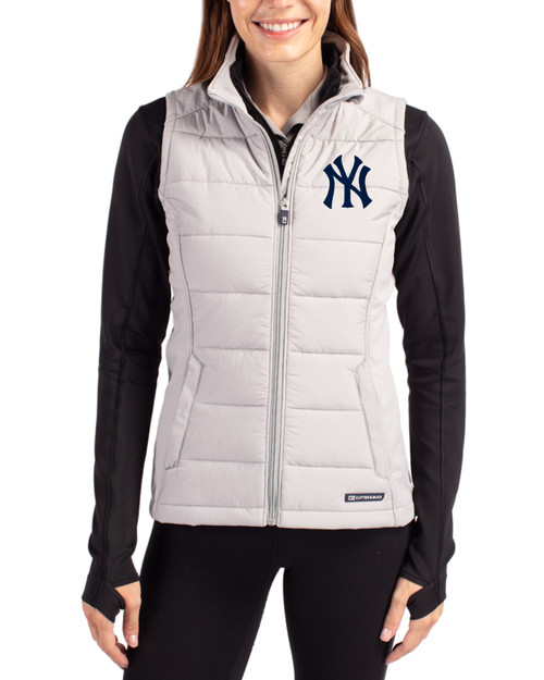 Women's New York Yankees Cutter & Buck Concrete Evoke Epic Versatility Hybrid Softshell Full Zip Vest