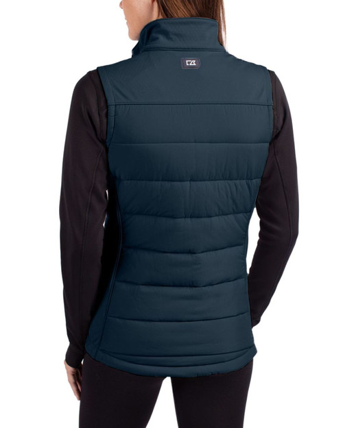 Women's New York Yankees Cutter & Buck Navy Blue Evoke Epic Versatility Hybrid Softshell Full Zip Vest