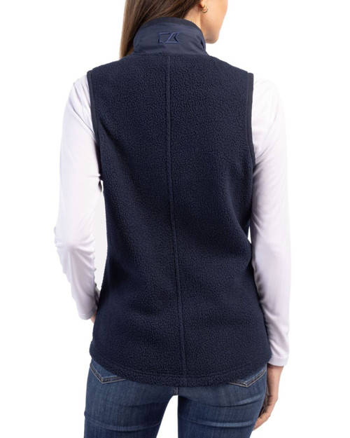 Women's New York Yankees Cutter & Buck Navy Blue Cascade Epic Comfort Sherpa Fleece Full Zip Vest