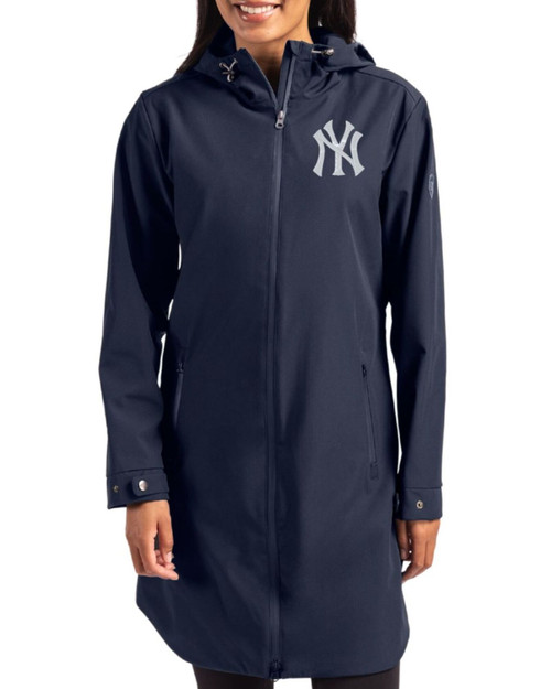 Women's New York Yankees Cutter & Buck Navy Blue Camano Everyday Stretch Water Resistant Full Zip Jacket