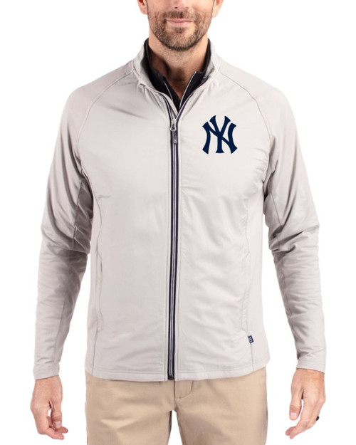 Men's New York Yankees Cutter & Buck Polished Adapt Soft Knit Stretch Big & Tall Hybrid Full Zip Jacket