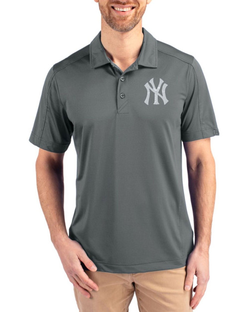Men's New York Yankees Cutter & Buck Elemental Grey Prospect Epic Confidence Textured Stretch Big & Tall Polo
