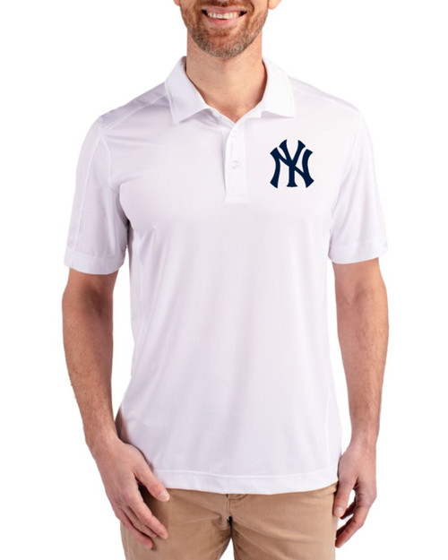 Men's New York Yankees Cutter & Buck White Prospect Epic Confidence Textured Stretch Big & Tall Polo