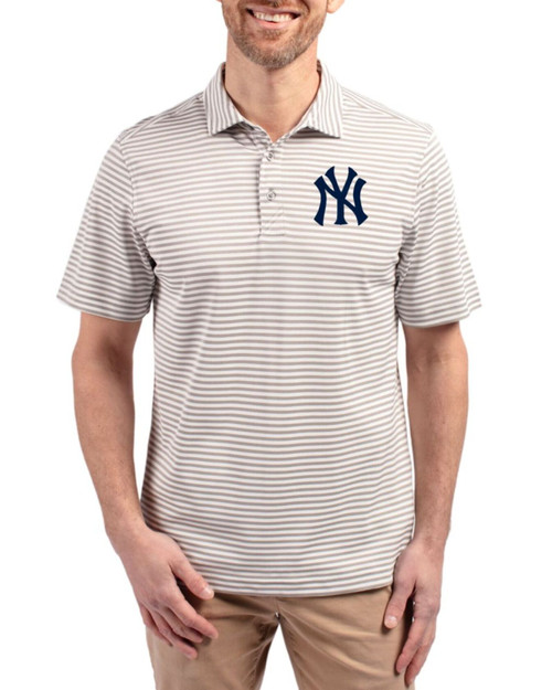 Men's New York Yankees Cutter & Buck Polished Virtue Stripe Featherlight Pique Big & Tall Polo