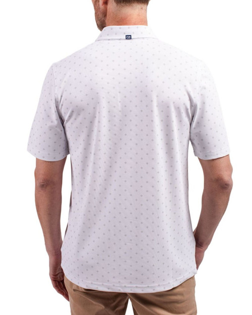 Men's New York Yankees Cutter & Buck White Virtue Tile Print Featherlight Pique Big & Tall Polo