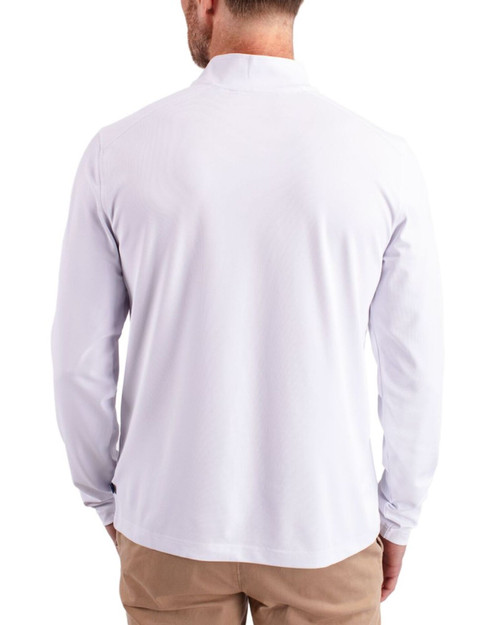 Men's New York Yankees Cutter & Buck White Virtue Featherlight Pique Big & Tall Quarter Zip Pullover