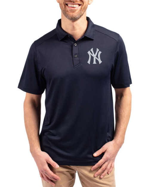 Men's New York Yankees Cutter & Buck Navy Blue Forge Four-Way Stretch Big & Tall Polo