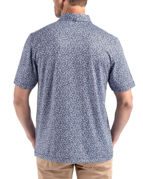 Men's New York Yankees Cutter & Buck Navy Blue Pike Flora Print Big & Tall Polo