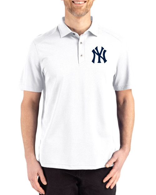 Men's New York Yankees Cutter & Buck White Advantage Refresh Epic Confidence Tri-Blend Pique Big & Tall Polo