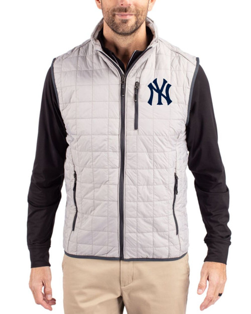 Men's New York Yankees Cutter & Buck Polished Rainier Insulated Puffer Big & Tall Full Zip Vest